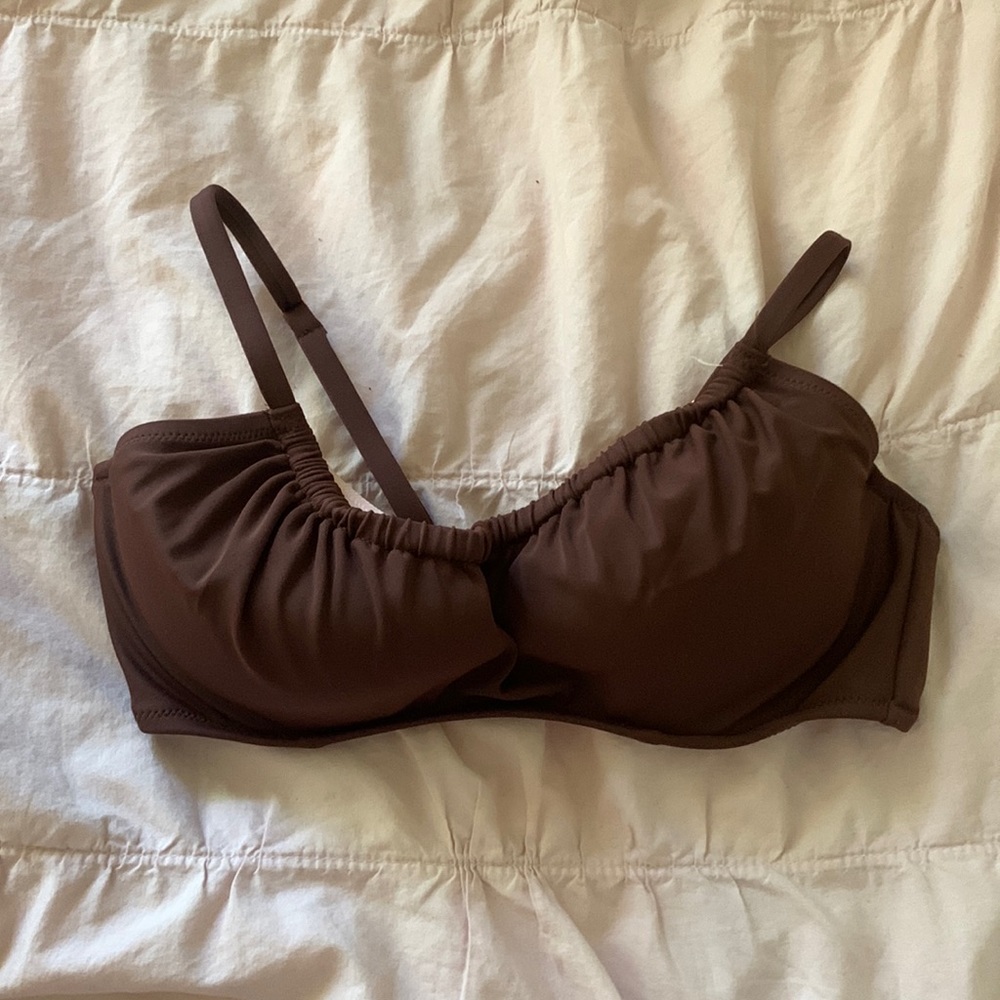 Shade & Shore brown ruched padded bikini bra top